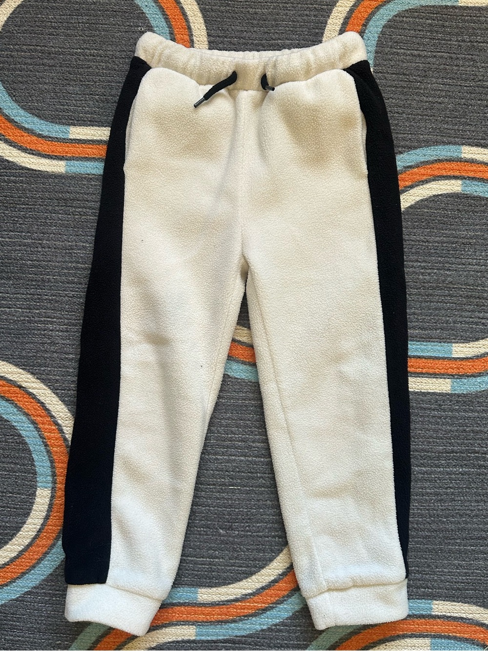Kids Black & Cream Sherpa Jogger Pants